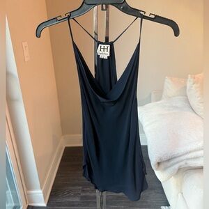 Haute Hippie Navy Silk Tank Top, XS